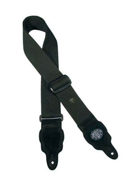 Gitarrengurt Stoff mit Lederenden schwarz