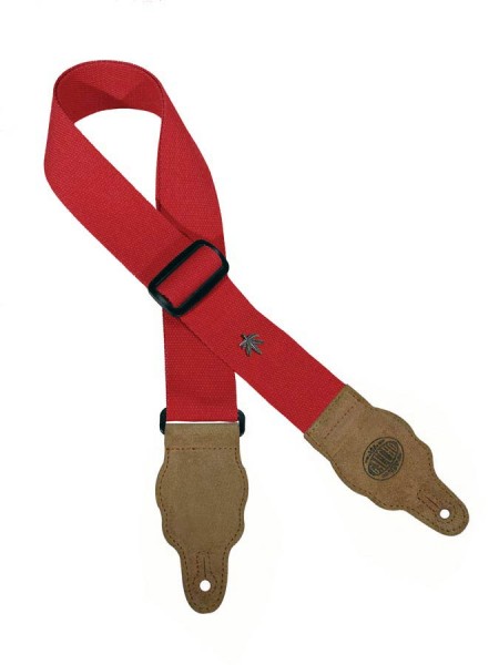 Gitarrengurt Stoff mit Lederenden rot