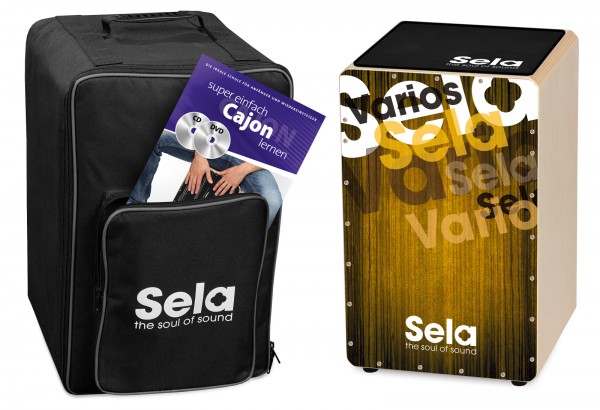 SELA Cajon Bundle mit GigBag, Pad und Schule